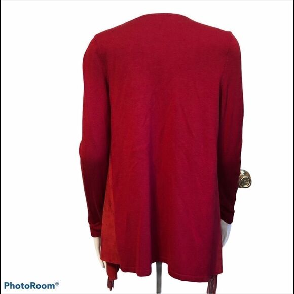 INC Faux Suede Fringe Trim Cardigan Jacket.Size S - Picture 6 of 6